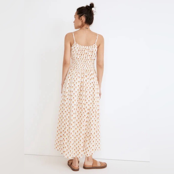 Sophia Cami Midi Dress in Wild Calendula Block-Print in Antique Cream, Sz S - Picture 2 of 15